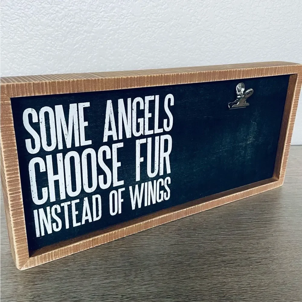 NWOT Angel Dog Cat Picture Frame Clip Rustic Decor